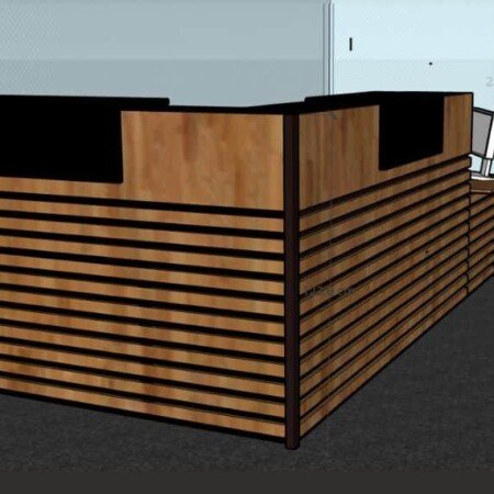 Render del mueble de recepción